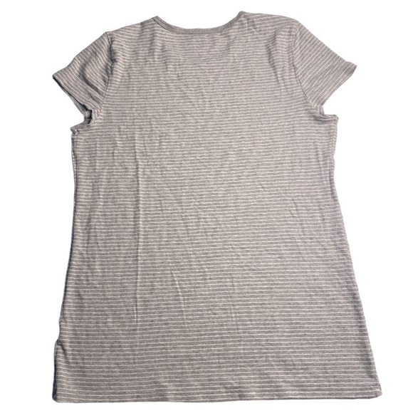 GAP GRAY HORIZONTAL STRIPE FEATHER TEE SIZE MEDIUM - Picture 3 of 3